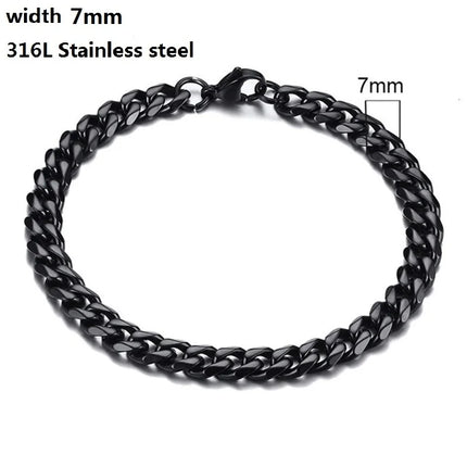 316L Stainless Steel Cuban Chain Bracelet for Men Women Figaro  Vintage Metal Viking Kpop Pulseras Emo Cute Luxury Jewelry Gift