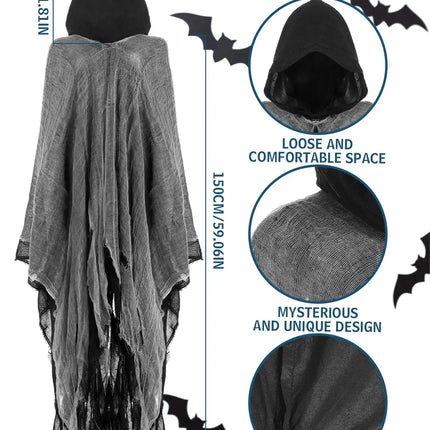 Ghost Dementors Cosplay Costume Unisex Gothic Horror Zombie Vampires Hooded Capes Day Of The Dead Party Props Cloaks