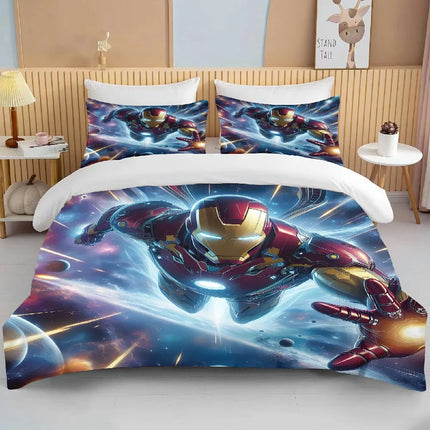 10 Sizes Marvel Iron Man Bedding Set Cartoon Anime Duvet Cover Comforter Pillowcase Boys Girls Children Adults King Bed Set