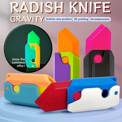 New 3D Printing Carrot Gravity Knife Children Fidget Toys Decompression Mini Model Plastic Stress Relief Toy Gift for Kids