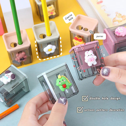 1PC Mini Cute Cartoon Two Hole Sharpener Pencil Kawaii Stationery Sharpener Student Supplies