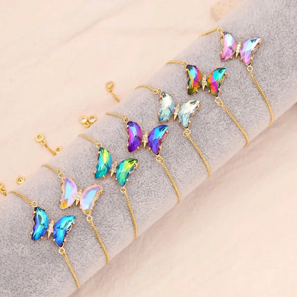 Color Zircon Butterfly Bracelet Female Simple Fashion Light Luxury Temperament Jewelry For Girlfriends Holiday Gift