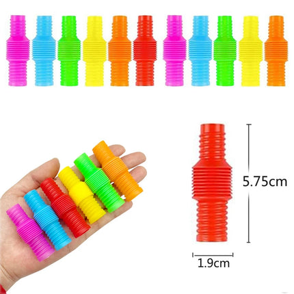 10PCS Mini Pop Tubes Fidget Toys Rainbow Sensory Antistress Plastic Bellow Stress Reliever Pipe for Children Adults Funny Gift