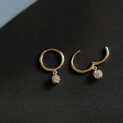 Golden Ball Hoop Earrings with Crystal Zircon Accent - Party Accessories