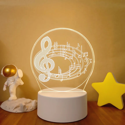 New 3d Illusion Baby Night Light Musical Note Hologram Nightlight for Home Decoration Usb Lamp Musical Souven warm white lights