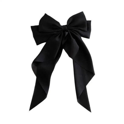 Women Large Bow Ribbon Hairpin Summer Chiffon Big Bowknot Stain Bow Barrettes Women Solid Color Ponytail Clip Hair Accessories