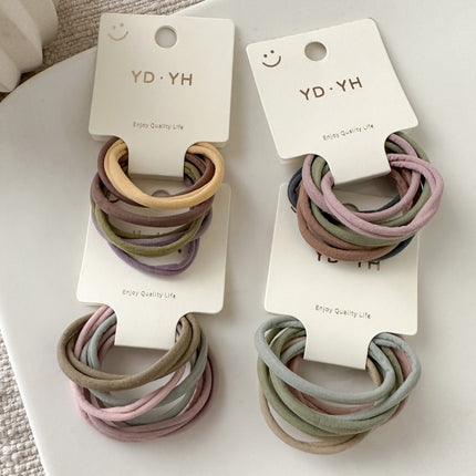 8pcs Soft Thin Nylon Elastic Hair Bands Women Solid Color Hair Ties Basic Ponytail Head Bands Seamless Comfy Hair Rope Mix Color