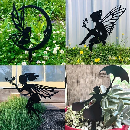 Fairy Pendant Decorative Outdoor Activities Decorative, Outdoor Garden Courtyard Statue Fairy Inserted Metal Crafts Decorations