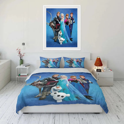 Disney Frozen Elsa Princess Bedding Set Cartoon Baby 3 Pieces Bed Set Pillowcase Adult Bed Cover Bedroom Bed Set Duvet Gift