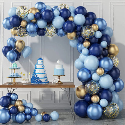 Balloons Garland Arch Set Blue Metal Gold Confetti Ballons Wedding Background Happy Birthday Kids Party Decor Baby Shower Globos