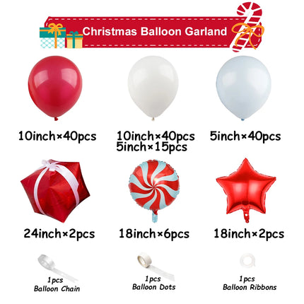 Christmas Balloon Garland Arch Matte  Blloon Red Blue White Balloons Arch Set Merry Christmas Decoration Gifts New Year Balloon