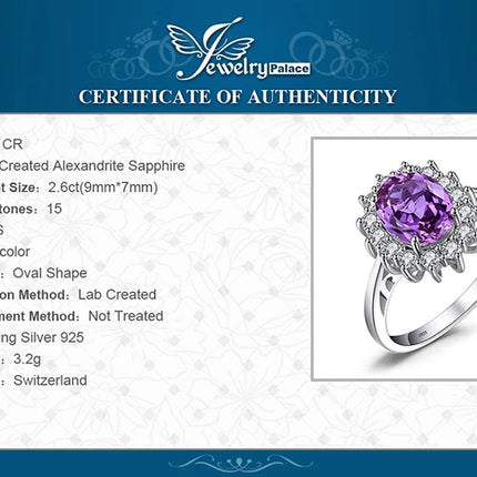 JewelryPalace Princess Diana Created Blue Sapphire 925 Sterling Silver Engagement Ring Ruby Natural Amethyst Citrine Blue Topaz