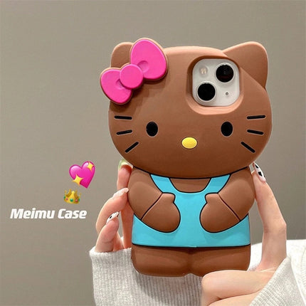 Sanrio Hello Kitty 3D Stereoscopic Phone Case For IPhone 15 14 13 12 11 Pro Max Mini XR XS 7 8 Plus Silicone Soft Back Cover Y2K