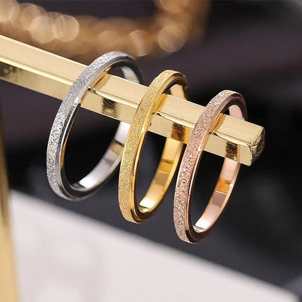 eManco High Quality Simple Scrub Stainless Steel Women 's Rings 2/3/5MM Width Gold Color For Girl Jewelry