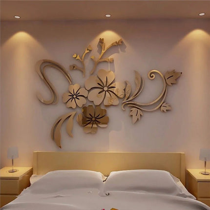 Hot Acrylic Mirror 3D Stickers Wall Sticker Diy Home Decoration Multi Piece Package Festival For Wall Modern Art Flower Sticker