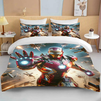 10 Sizes Marvel Iron Man Bedding Set Cartoon Anime Duvet Cover Comforter Pillowcase Boys Girls Children Adults King Bed Set