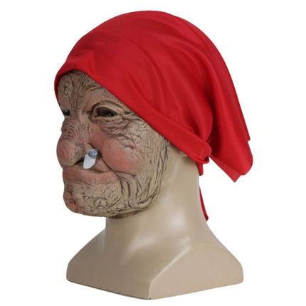 Halloween Mask Smoking Old Grandmother Latex Masks Realistic Costume Cosplay Props