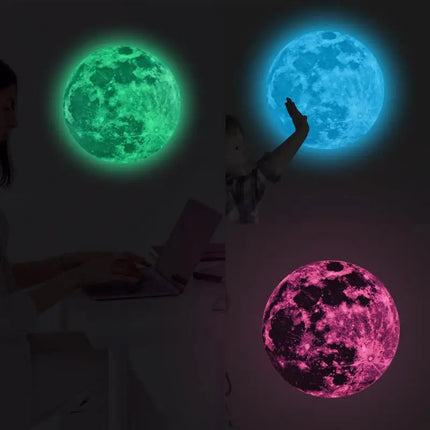 3D Luminous Moon Wall Sticker Glow In The Dark Fluorescent Sticker PVC Home Kids Room Decals Wall Decor Wallpaper 5/20/30/40cm