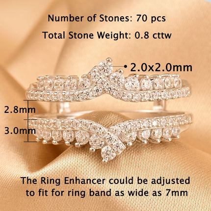 Newshe Wedding Enhancer Rings for Women 925 Sterling Silver Engagement Guard Band High Grade Cubic Zirconia Size 4-13