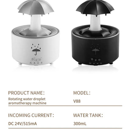 New Creative Rotating Raindrop Aromatherapy Machine Rain Cloud Humidifier Heavy Fog Quantity Colorful Moving Head Humidifier