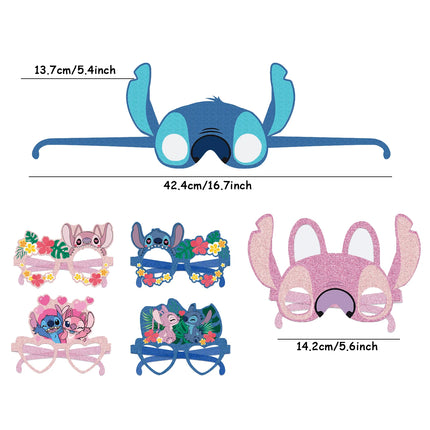 12pcs Disney Lilo & Stitch Party Decoration Paper Glasses Masks Photo Cosplay Props Children's Happy Birthday Party Supplies