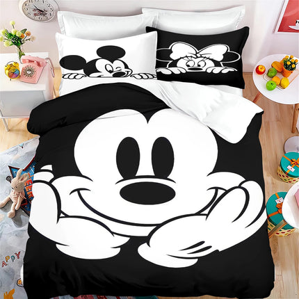 Mickey Mouse Cartoon Duvet Cover Set For Children, Minnie Anime, Bedroom Comforter, King Size Quilt, Cute Printed, 3d Bedding