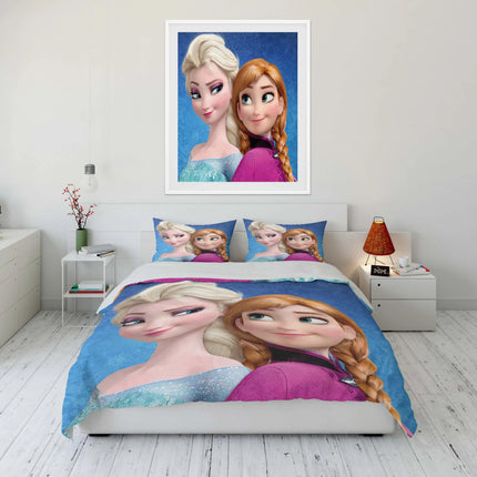 Disney Frozen Elsa Princess Bedding Set Cartoon Baby 3 Pieces Bed Set Pillowcase Adult Bed Cover Bedroom Bed Set Duvet Gift