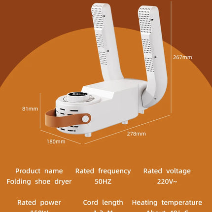 Intelligent shoe dryer Dry and wet deodorization timing double V shoe dryer foldable quick drying shoe dryer