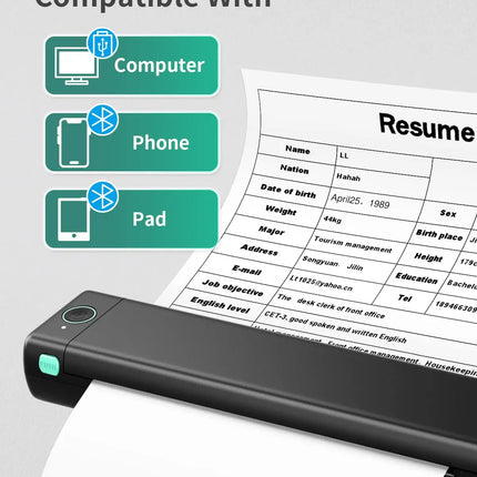 Phomemo M08F A4 Paper Printer Portable Thermal Printer Bluetooth Mobile Printer Compatible with Android & iOS Phone & Laptop