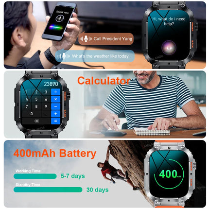 MELANDA 2023 New Bluetooth Call Smart Watch Men Sports Fitness Tracker Smartwatch for Android IOS Calculator 400mAh 1.96 inch