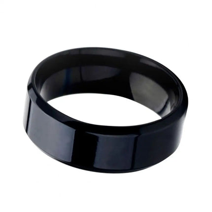 Men’s Silver Color Black Stainless Steel Ring Classic Solid Color Metal White Wedding Engagement Ring For Man Jewelry Band Ring