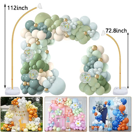 72.8 & 112inch Balloon Arch Kit Glod Stand Half Arch Balloon Stand with Base Balloon Arch Frame for Wedding Birthday Decorations