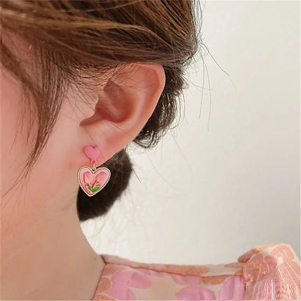 Korean Flower Shape Stud Earrings Women Personality Fashion Unique Niche Design Earrings Luxury Wedding Jewelry Birthday Gift