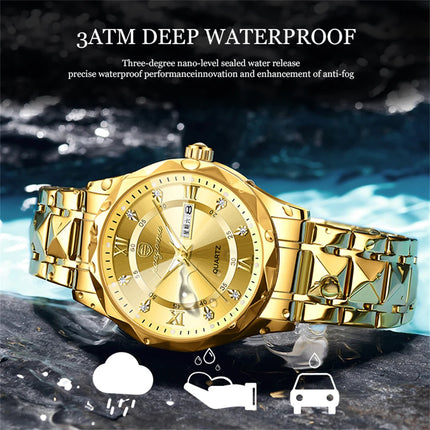 POEDAGAR Top Brand Luxury Man Wristwatch Waterproof Luminous Date Week Men Watches Stainless Steel Quartz Men's Watch Male reloj