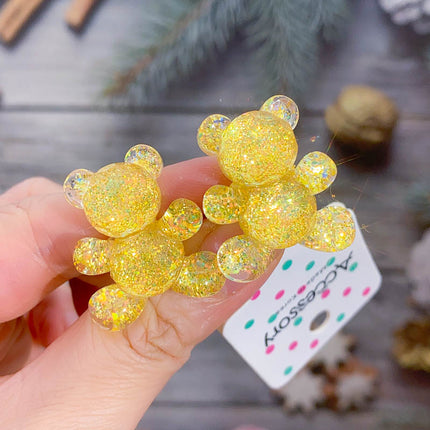 New Fashion Glitter Bear Elastic Hair Bands Children Hair Rope Ties Barrettes Headwear Girls Kids Hair Accessories