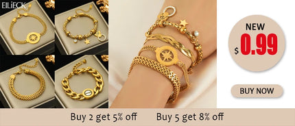 EILIECK 316L Stainless Steel Gold Color Bracelet for Women Simple Style Link Chain Bangle Trendy Fashion Non-fading Jewelry Gift