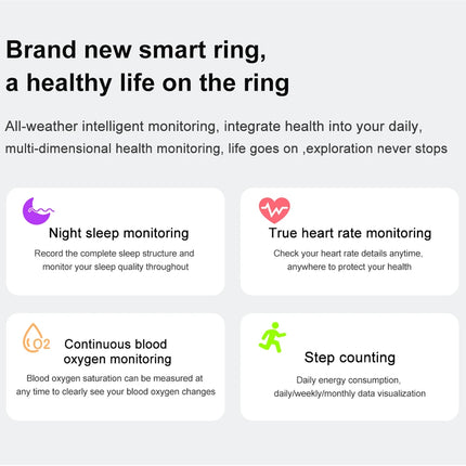 SR01 Smart Ring Men Women IP68 Waterproof Heart Rate Blood Oxygen Sleep Health Monitor Sport Fitnes Health Ring For IOS Android