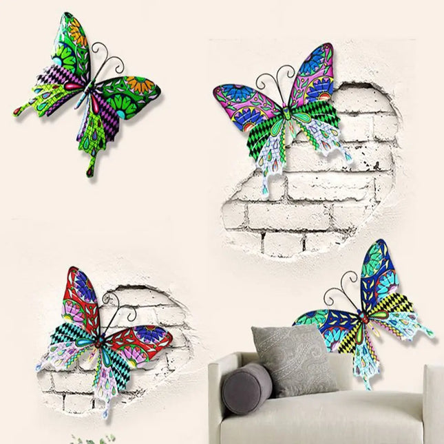 Butterfly Lizard Metal Animal Wall Decor Art Craft Sculpture Hang Indoor Outdoor for Home Garden Office Landscape Decoration