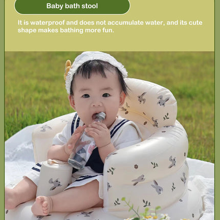 Infant Shining Baby Inflatable Sofa Children Puff Portable Bath Chairs PVC Multifunctional Seat Practice Sitting Bath Stool