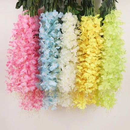 12pcs Artificial Wisteria Flowers String Hanging Garland Outdoor Wedding Garden Arch Decoration Home Party Decor Fake Flower