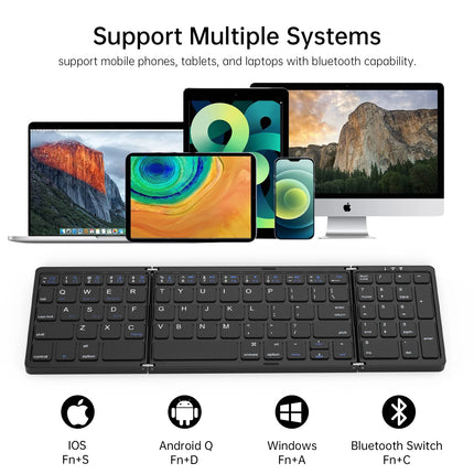 Mini Portable Folding Keyboard Thin Wireless BT Number Keypad For Mac Windows Laptop Tablet Light-Handy Bluetooth-compatible