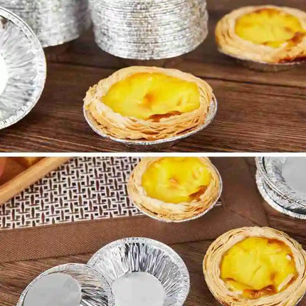 New 100pcs Disposable Aluminum Foil Tart Pan Mini Pot Plate Tin Pie Bake Tart Pan Tray O0f0