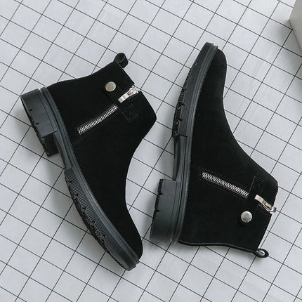 Hot Selling Men's Chelsea Boots in Autumn Winter Reverse Suede Short Boots Thick Soled Men's High Top Shoes Free Delivery