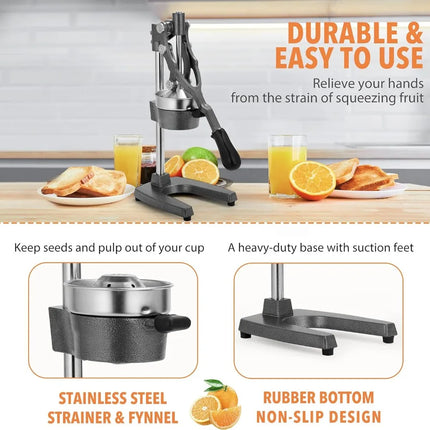 Commercial Heavy Duty Cast Iron Hand Press Manual Orange Citrus Lemon Lime Grapefruit Pomegranate Fruit Juice Squeezer Machine