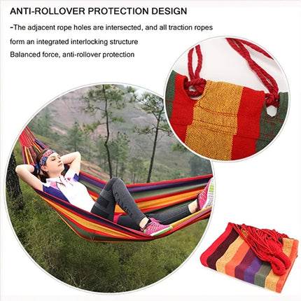 Single Wide Thick Canvas Hammock Outdoor Camping Backpackaging Leisure Swing Portable Hanging Bed Sleeping Swing Hammock