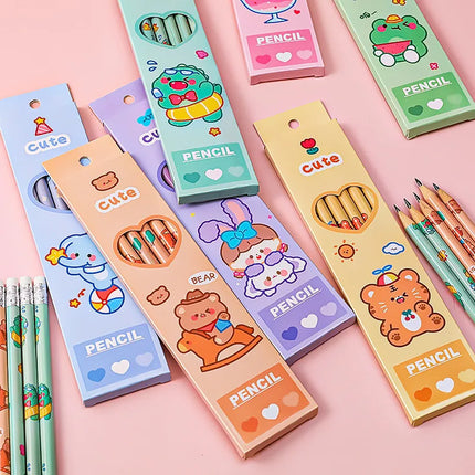 6 Pieces/Set  Graphite Anime Pencils HB Cute Children Sketching Supplies Drawing Stationery Pencil School art  Student Writing