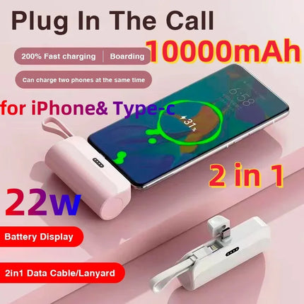 Capsule Mini Wireless Power Bank Large Capacity 10000mAh Fast Charging Power Bank Emergency External Battery for iPhone Type-c