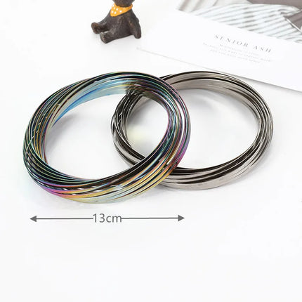 Decompression Magic Bracelet Flow Ring Anti-Stress  Kinetic Spring Stainless Steel 3D Shaped Sensory Color Rings Fun Party Toys