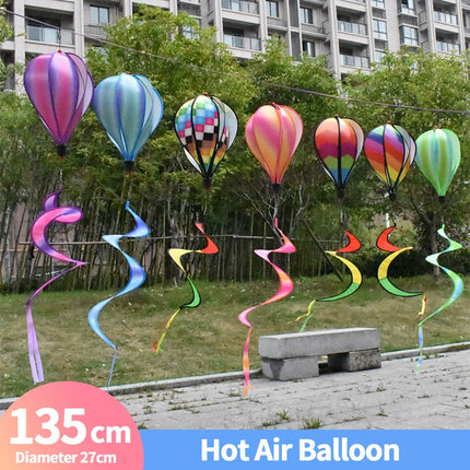 Wind Chimes Rainbow Hot Air Balloon Wind Spinner Rotating Sequin Windmill Wind Twister Hanging Decoration for Garden Yard