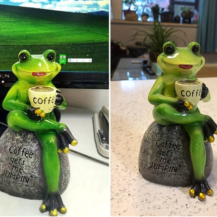 1pc resin patio lawn decoration desktop balcony home furnishings cartoon animal frog statue garden